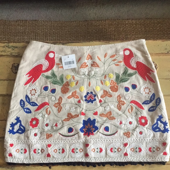 NWT ANTHROPOLOGIE BOHO EMBROIDERED MINI SKIRT XS M - Picture 12 of 14
